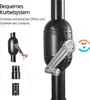 Close-up of a black umbrella pole with a silver crank mechanism, showing how to open and close it. Produktbild-Vorschau