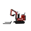 A red and black mini excavator with tracks and a bucket is shown against a white background. Produktbild-Vorschau