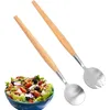 Salatlöffel-Gabel-Set aus Edelstahl mit Holzgriff, Produktbild-Vorschau 1