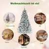 A central image of a snow-covered Christmas tree is surrounded by smaller circular images showing different settings where the tree could be placed, such as a living room, by a fireplace, in a shop, a cafe, and a bar. Text overlays indicate "Weihnachtszeit Produktbild-Vorschau