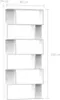 A white, multi-shelf bookcase or room divider is shown against a white background with dimension lines and measurements. Náhľad obrázku produktu