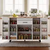 A kitchen island cart filled with various kitchen items and pantry staples, set against a bright window background. Produktbild-Vorschau