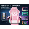 A pink gaming chair with LED lights and a remote control, showcasing its features. Podgląd zdjęcia produktu