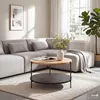 home24 Furnierter Couchtisch - Eiche / Schwarz Produktbild-Vorschau 2