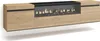 A modern, wall-mounted TV cabinet with a built-in electric fireplace. Produktbild-Vorschau