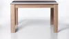 A table with a wood-like finish and a black and gray stripe on the top. Produktbild-Vorschau