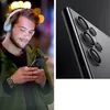 A split image showing a man using a smartphone and a close-up of a smartphone camera array. Produktbild-Vorschau
