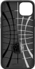 The back of a black smartphone case with a grid pattern and a circular emblem. Produktbild-Vorschau