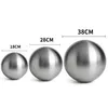 Three stainless steel spheres of different sizes are displayed on a white background, with measurements indicated above each sphere. Produktbild-Vorschau