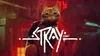 A cat wearing a backpack in a dark, futuristic city setting with red lighting. Produktbild-Vorschau