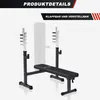 A black weight bench with weight rack attachments is shown against a white background. Produktbild-Vorschau