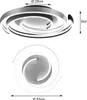 Two views of a modern LED ceiling light with a spiral design, showing its dimensions. Anteprima dell’immagine prodotto