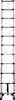 A full-length, front-facing view of a silver and black telescopic ladder against a white background. Produktbild-Vorschau