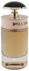Flasche des Eau de Toilette Prada Candy L’Eau in zylindrischem Design mit goldener Prägung und schwarzer Kappe, feminin-verspielter Damenduft. Produktbild-Vorschau