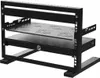 A black open frame server rack with two shelves. Produktbild-Vorschau
