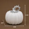 Edler LED Porzellan Kürbis Weiß Silber Groß Herbstdeko Produktbild-Vorschau 3