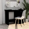 A black desk with a chair in front of it, set up in a home office or study area. There are items on the desk and wall decorations behind it. Anteprima dell’immagine prodotto