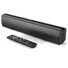 A black soundbar and its remote control are displayed on a white background. Voir les images du produit
