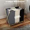 HOMCOM Wäschekorb mit 3 Fächern 129L Klappbar Wäschesammler Produktbild-Vorschau 4