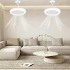 A modern living room with two ceiling fans with lights, a sectional sofa, and a coffee table. Voir les images du produit