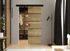 A modern bedroom with a sliding door leading to a closet. Náhled obrázku produktu