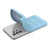 A light blue phone case is shown partially covering a smartphone. Produktbild-Vorschau