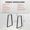 Product specifications and diagrams for table legs. Produktbild-Vorschau