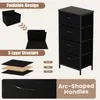 A diagram illustrating the features of a black fabric dresser with a metal frame. Podgląd zdjęcia produktu