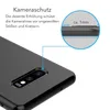 A close-up view of a smartphone camera lens with a diagram illustrating its protective raised edge. Voir les images du produit