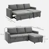 HOMCOM Ecksofa mit Schlaffunktion Stauraum Schlafsofa mit Produktbild-Vorschau 3