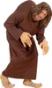 A person wearing a costume that makes them appear hunched over with large hands and feet, dressed in a brown robe. Produktbild-Vorschau