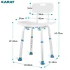 A shower stool with dimensions indicated by measurement lines and text. Podgląd zdjęcia produktu