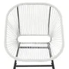 A white woven chair with a black metal frame, shown from the front against a white background. Voir les images du produit