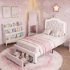 Lit bébé INONEFT 90x200 cm, lit capitonné style princesse Voir les images du produit 7