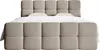 A bed with a headboard and footboard, upholstered in a textured fabric. Voir les images du produit