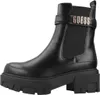 A black Guess Chelsea boot with a chunky sole and gold logo detail. Voir les images du produit