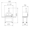 Technical drawing with dimensions of a pizza oven. Produktbild-Vorschau