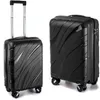 Two black suitcases are shown side-by-side against a white background. One is upright with its handle extended, and the other is lying on its side. Náhled obrázku produktu