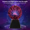 A plasma ball lamp with colorful light beams on a dark, starry background. Podgląd zdjęcia produktu