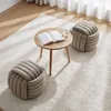 Geflochtener Samt-Pouf 53 cm NILO Staubbeige Produktbild-Vorschau 5