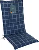 A dark blue chair cushion with a white grid pattern, shown against a white background. Produktbild-Vorschau