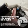 A hand is shown cleaning a part of a product under running water. Text overlays describe the product's features. Podgląd zdjęcia produktu