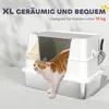 PawHut Bac à litière en acier inoxydable avec couvercle XL Voir les images du produit 5