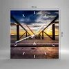 Wanduhr - Quadrat - Glasuhr - Strand Ozean Sand Holzbrücke Produktbild-Vorschau 3
