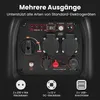 Close-up of the control panel of a portable generator, showing various output ports and controls. Podgląd zdjęcia produktu