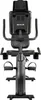 A front view of a black recumbent exercise bike against a white background. Produktbild-Vorschau