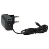 A black power adapter with a European plug and a coiled cable with a barrel connector. Produktbild-Vorschau