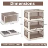Diagram showing the dimensions and stacking capability of storage boxes, along with total capacity and load capacity. Náhľad obrázku produktu
