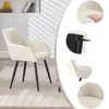 A collage of images showing a cream-colored armchair with black metal legs, with close-ups of its features and a hand pressing on the seat. Produktbild-Vorschau