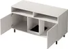 A white sideboard or cabinet with its doors open, revealing storage compartments. A black mat is visible in one of the compartments. Anteprima dell’immagine prodotto